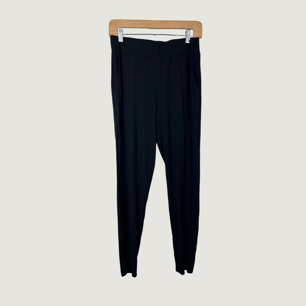 Eileen Fisher Pants Women XS Black Viscose Lycra Jersey Knit Tapered Stretch